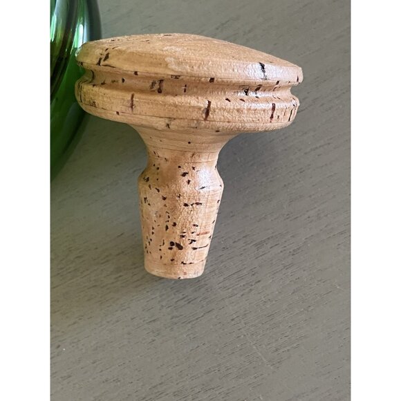 Vintage Peedee Green Glass Decanter Italy Hand Blown Glass MCM Original Stopper - Picture 6 of 11